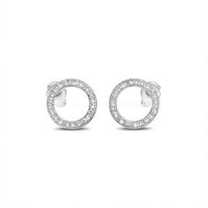 Orecchini a Cerchio in Oro Bianco E1269 con Diamanti Taglio Brillante Rotondo, Gioielli Classici da Donna - Product Image 1