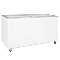 Congélateur horizontal commercial pour supermarché avec couvercle en verre, refroidissement par air, 672 L, température unique, pour crème glacée, 2 portes