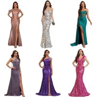Robe de soirée extensible à sequins de haute qualité, robe de soirée sexy fendue et dos nu pour femme