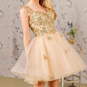 <span class=keywords><strong>Vestido</strong></span> Formal <span class=keywords><strong>de</strong></span> <span class=keywords><strong>Noche</strong></span> <span class=keywords><strong>para</strong></span> Mujer, Estilo Línea A, Largo hasta <span class=keywords><strong>la</strong></span> Rodilla, Cuello en V, con Apliques Florales, <span class=keywords><strong>para</strong></span> Banquetes, Otoño, Cachemira - Product Image 4