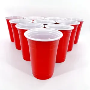Red 16 Oz Disposable Cups Bulk Large Plastic Cups Pack For Thanksgiving Christmas Wedding Drinks Soda Punch Barbecues Picnics
