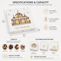 Boîte à gâteau en chocolat avec fenêtre, fournitures de fête, matériaux recyclés, qualité alimentaire, cadeau pour l'Aïd al-Fitr