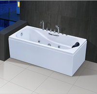 Baignoire autoportante rectangulaire en acrylique avec hydromassage et drain, design moderne, accoudoirs portables, pour villa