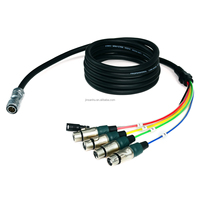 Kabel Breakout ABCCABLS Multi Pin Male ke 4 XLR Female + DC Barrel, Kabel Hibrida Sinyal DMX 4 Kanal + Daya DC