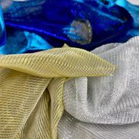 Sac en tissu 100 % polyester de haute qualité, nouveau design, bleu clair brillant, tricoté, extensible, respirant, écologique, avec Lurex doré