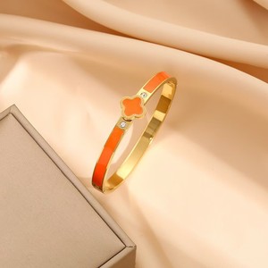 高品质钛钢滴油三叶草手链不褪色搪瓷手镯滴釉男女 - Product Image 3