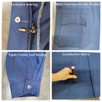 Ropa de Trabajo con Capucha de Fibra de Acero, Algodón y Poliéster para Protección Contra la Radiación EMF, Larga hasta la Cadera, Abrigo Anti Radiación Electromagnética