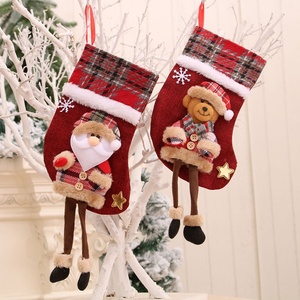 Weihnachtsdekoration Stoffstrumpf-Anhänger Puppen Dreidimensionale Jute-Socken Geschenktasche Langbeinige Strümpfe - Product Image 2
