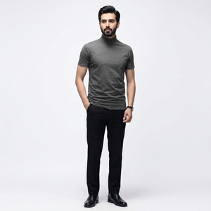 Maglietta da <span class=keywords><strong>uomo</strong></span> con LOGO personalizzato <span class=keywords><strong>manica</strong></span> <span class=keywords><strong>corta</strong></span> Basic Casual a collo alto aderente maglietta <span class=keywords><strong>termica</strong></span> tinta unita T-Shirt da <span class=keywords><strong>uomo</strong></span> - Product Image 1