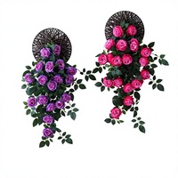 Panneau mural de roses artificielles en plastique, style vigne, décoration murale végétale pour salon, Montagne enneigée Chine