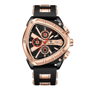 Reloj de Cuarzo Poligonal para Hombre con Calendario Luminoso, Correa de Silicona Resistente al Agua 3BAR - Product Image 1