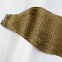 Extensions de cheveux humains de qualité supérieure, cuticules alignées, couleur brune, texture russe, tissage à la machine