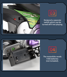 AiJH 1:18 Moto RC Radiocommandée Jouets Modèles de loisirs 2.4G 4 canaux 15 km/h Moto télécommandée - Product Image 6