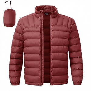 Men's Lightweight Packable Puffer Jacket Waterproof <b>Winter</b> Hood Jacket Custom Packable <b>Quilted</b> Puffer Jacket With Storage Pouch - Product Image 1