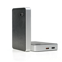 Batterie externe en cuir véritable avec chargement magnétique sans fil, compacte, fine, portable, en alliage d'aluminium, fabricant OEM ODM