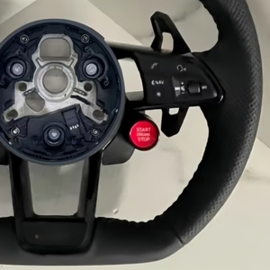 พวงมาลัยหนังเจาะรูแบบแบนสั่งทำพิเศษสำหรับรถยนต์ <span class=keywords><strong>Audi</strong></span> <span class=keywords><strong>RS</strong></span> R8 C6 C7 S7 S4 A4 R8 RS3 SQ5 S5 B9 A6 C8 A3 อุปกรณ์ตกแต่งรถยนต์ - Product Image 5