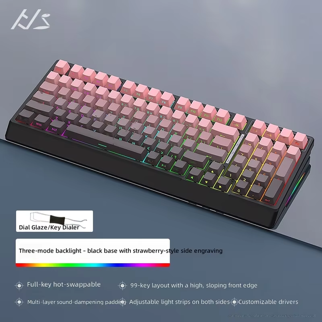 Spot Wholesale Wireless Three-mode Gasket Customized Gaming Side Engraved RGB Backlit Programmable Mechanical Gaming Keyboard