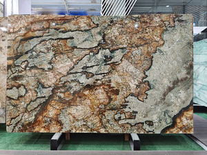 Carreaux brésiliens de dalle de quartzite de granit Barricato vert doré Carpe <span class=keywords><strong>Diem</strong></span> polis pour les comptoirs de cuisine de Villa Shangri La Blue - Product Image 4
