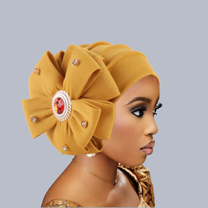 Mode 8 couleurs ethnique Bandana foulard cristal diamant fleur Turban chapeaux musulman <span class=keywords><strong>africain</strong></span> chapeau <span class=keywords><strong>bonnet</strong></span> chapeaux pour femmes filles - Product Image 5