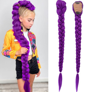 Perruque queue de cheval tressée Rumi Purple 66cm 140g en fibre Kanekalon avec racine naturelle pour cosplay - Product Image 3
