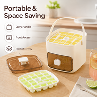 Boîte de rangement portable pour glaçons avec couvercle et poignée, 2 bacs à glaçons, machine à glaçons à démoulage facile pour boissons froides