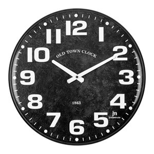 Old Town <b>Clock</b> <b>40cm</b> Black <b>Wall</b> <b>Clock</b> Justaminute 1863 Design Metal Frame - Product Image 1