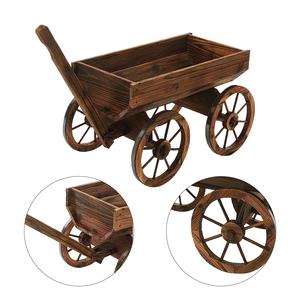 Nouveau design de jardinière de fleurs en bois Station Garden Wagon Decor avec roues surélevées Garden Bed Planter Box For Outdoor Backyard Balcon - Product Image 5