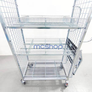 वेयरहाउस वर्कशॉप सुपरमार्केट सामग्री के साथ तार की टोकरी के साथ तार की टोकरी के साथ ट्रॉली को उठाया गया - Product Image 5