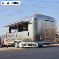 Camionnette de restauration rapide économique et remorque alimentaire mobile avec cuisine complète, construction en fibre de verre/aluminium, service de vente de bonbons