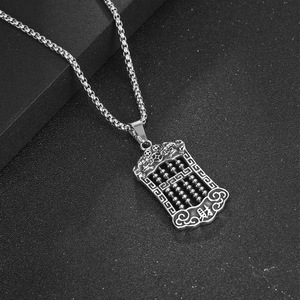 <b>Titanium</b> Steel Abacus Pendant Necklace SP976 Vintage Lucky Charm For Men Everyday Wear - Product Image 2