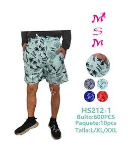 Short de bain imprimé à séchage rapide pour homme, taille mi-haute avec cordon de serrage, tenue de plage décontractée, 100 % polyester tissé - Product Image 1