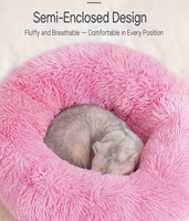 Coussin rond pour animaux de compagnie, en peluche moelleuse, en forme de beignet, doux et lavable, pour chat et chien