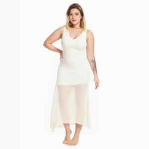 Robe longue élégante sur mesure sans manches, col en <span class=keywords><strong>V</strong></span> profond, ajustée, en mousseline transparente, pour femme, idéale pour le quotidien et les soirées - Product Image 4