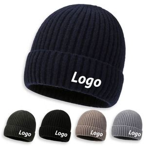 Wholesale Children's Custom Logo 100% Cotton Woven Jacquard Knitted Beanie with Flat Embroidery - Product Image 2