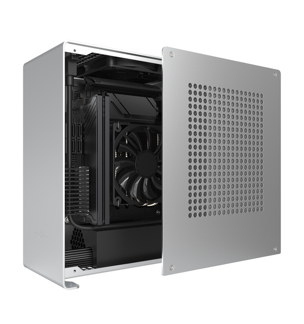 Custom Precision CNC Machined Aluminum Alloy Mini-ITX Case with Power Supply Silver Industrial Design