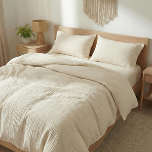 Parure <span class=keywords><strong>de</strong></span> <span class=keywords><strong>couette</strong></span> <span class=keywords><strong>vintage</strong></span> en mousseline biologique douce, personnalisée, double couche, en gaze, pour adulte, très grande taille - Product Image 4