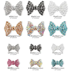 Hot Sale Finger Nail Beauty Manicure Stickers Decals Newest Fully Rhinestone Bowknot DIY 3D Charm Nail Art Decoration Suppliers