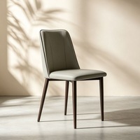 Chaises de salle à manger modernes et minimalistes en cuir rembourré avec dossier en acier inoxydable - Meubles haut de gamme pour la maison