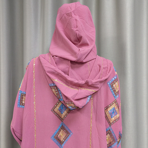 Abito intero da donna con perline, vestaglia con cappuccio, Abaya islamica musulmana, elegante abito da preghiera, caftano, indumento in tessuto crepe. - Product Image 6