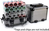 Étui de transport pour jetons de poker en aluminium gris de luxe, 1000 pièces, vide - Personnalisable OEM/ODM ultime
