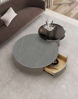 Table d'appoint de salon en placage de pierre frittée de style européen combinaison de tables basses rondes pour petit appartement de luxe