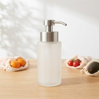 Bouteille pompe à mousse en verre givré transparent de luxe 350 ml, 44 dents, vide, pour savon liquide et désinfectant pour les mains