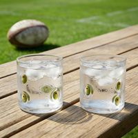 Verres à jus/vin/cocktail OrtusHome Olive Icon, robustes, en verre, 500 ml, transparents, sans pied, lavables au lave-vaisselle, emballage personnalisé, pour la maison