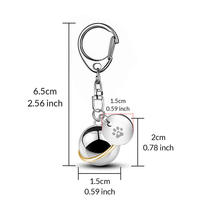 Porte-clés sphérique minimaliste en acier inoxydable pour cendres d'animaux de compagnie |   Pendentif urne à empreinte de patte pour commémorer les chiens et les chats