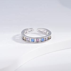 wholesale plata 925 <b>silver</b> cheap woman fashion <b>ring</b> personalized 14k 18k gold plated simple adjustable <b>stacking</b> zircon <b>rings</b> - Product Image 2