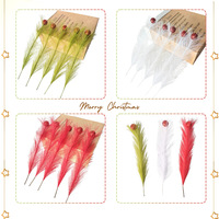Décorations de Noël en roseaux, boules elfes DIY, ornements en forme de volant de badminton vert, fausse herbe de la pampa, tissage de paille à motifs