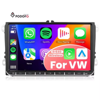 Radio Mobil Stereo Android Podofo 2 Din 9'' 4+64G Wireless Carplay/Android Auto/GPS/Wifi/RDS untuk VW Passat Golf MK5 MK6 Jetta POLO
