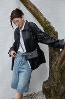 Bolso de hombro de cuero con cadena gruesa, bolsos de diseñador al por mayor, bolso hobo de media luna para llevar bajo el brazo, abastecimiento para boutiques de marca privada