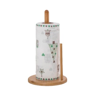Bamboo <b>Paper</b> Towel Holder Circular Wood Roll Stand Kitchen <b>Tissue</b> Holder Natural <b>Color</b> - Product Image 5