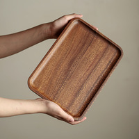 Klassieke multifunctionele dienblad van massief hout, rechthoekig, voor fruit, kaas, snacks, opbergruimte, makkelijk schoon te maken, duurzaam, duurzaam, gegraveerd